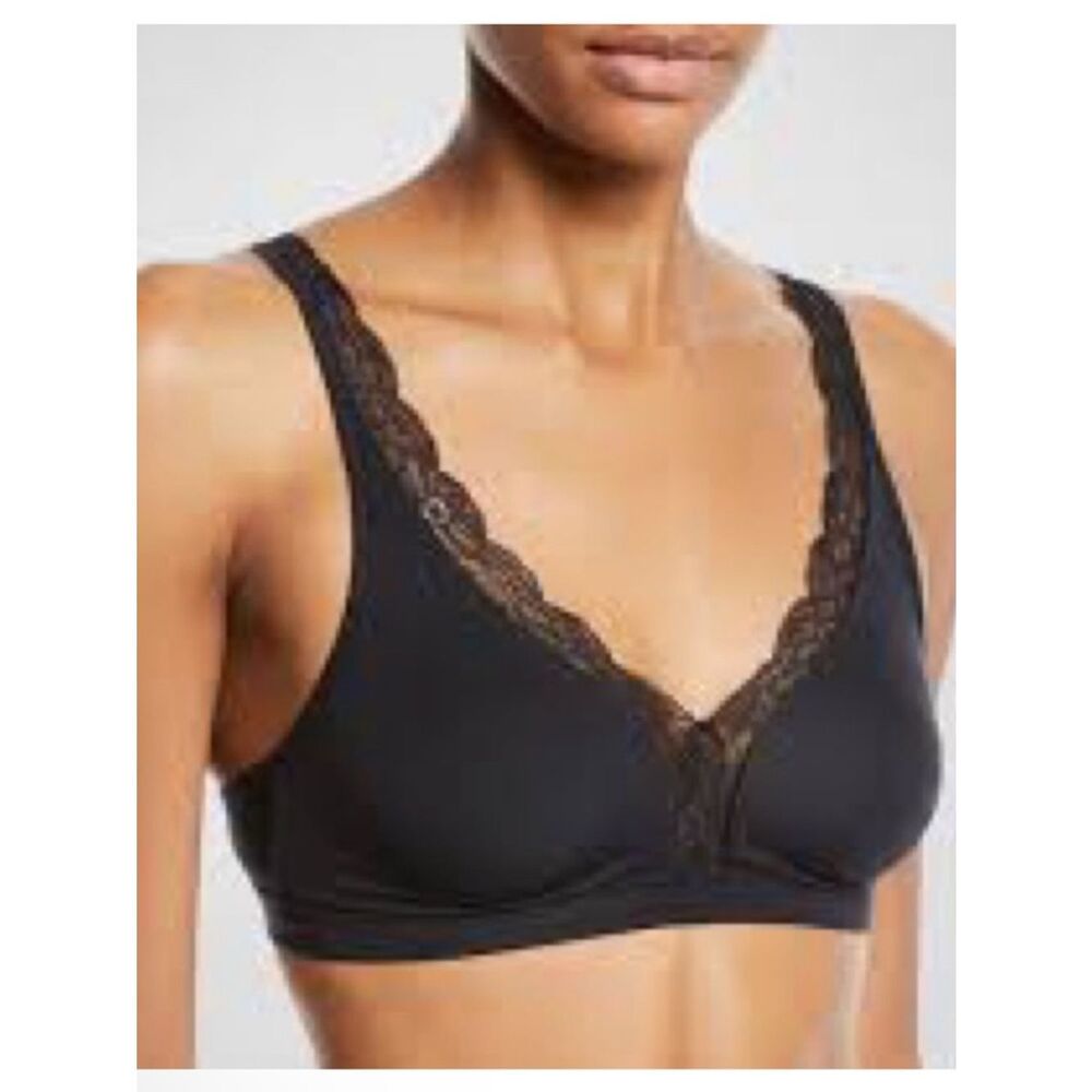 HANRO Triangle-Cup Lace-Trim Stretch-Cotton Bra - Black